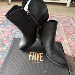 Frye Black Leather Ankle Booties